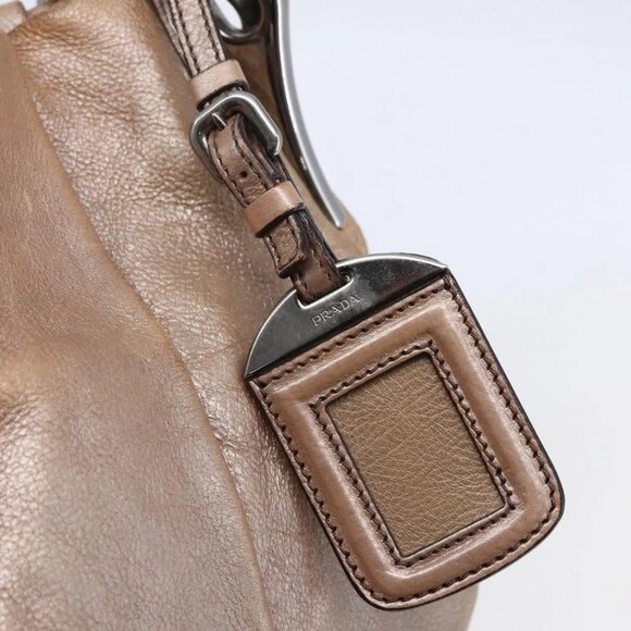 PRADA Shoulder Bag Leather Beige Silver Auth - Picture 9 of 15